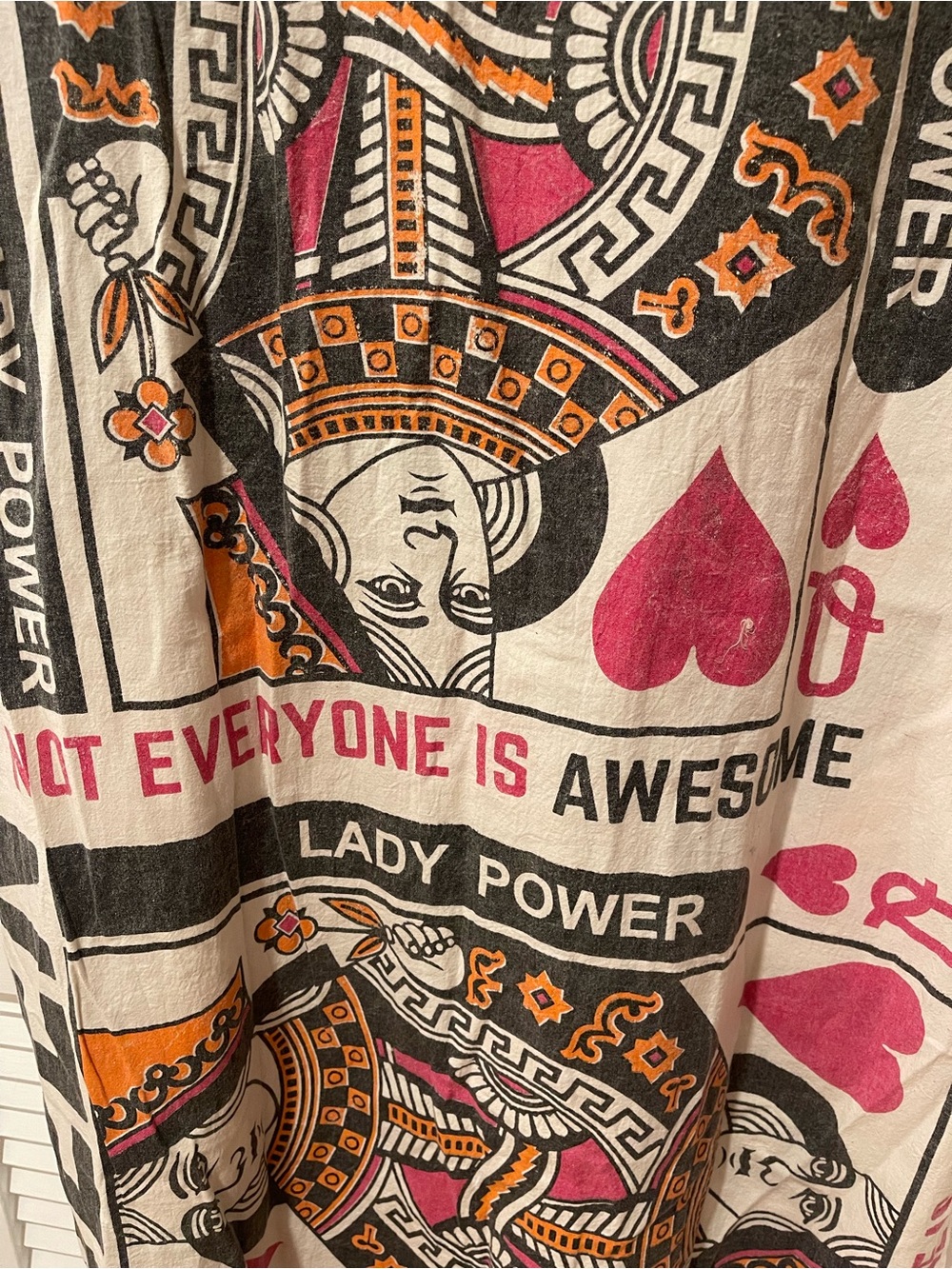 Vintage sack inspired Queen dress in Black Cream, Pink & Orange